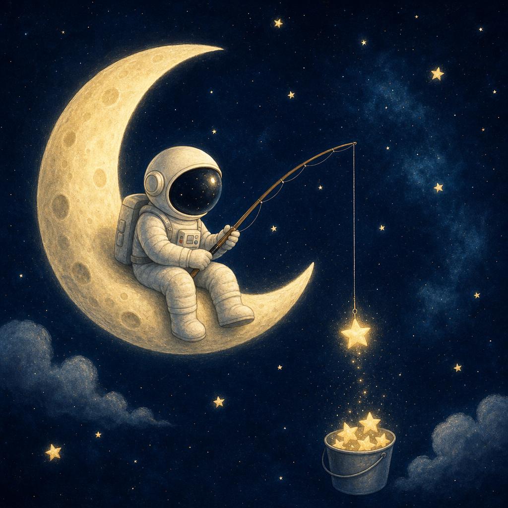 AI 生成:月上钓星的宇航员