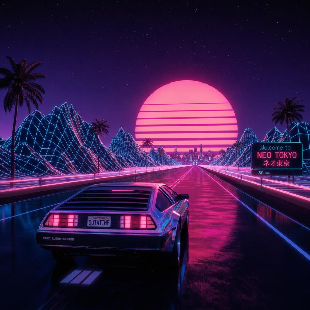 AI 生成:蒸汽波公路